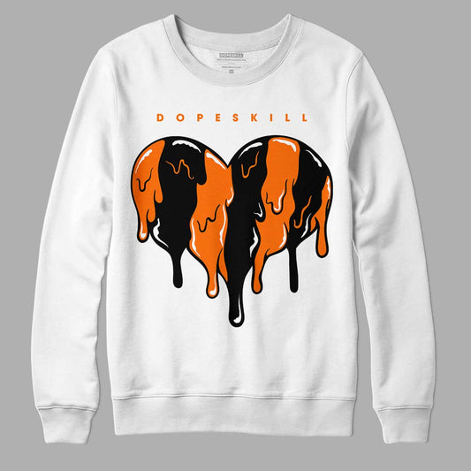 Orange Black White DopeSkill Sweatshirt Slime Drip Heart Graphic - White 