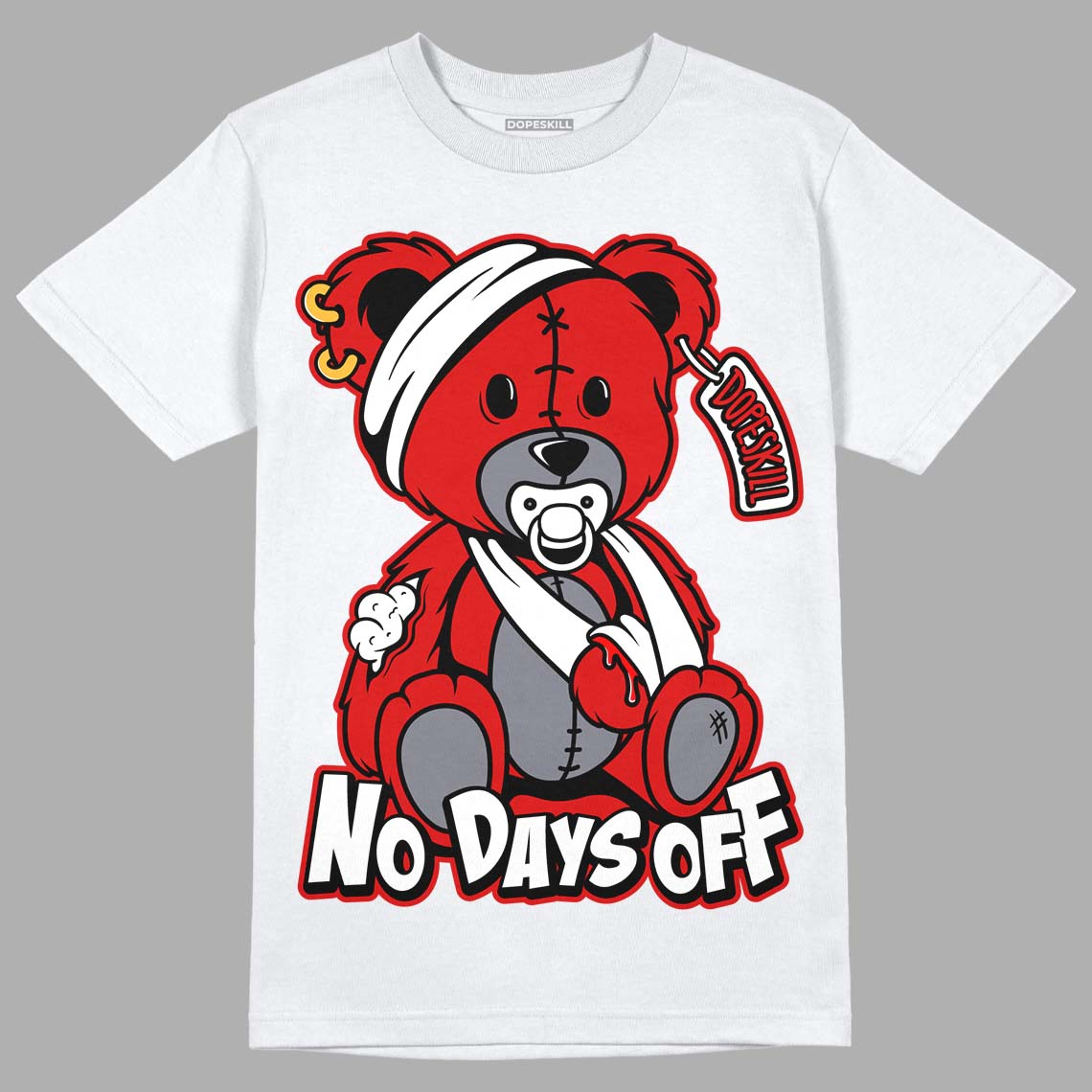 Gym Red 9s DopeSkill T-Shirt Hurt Bear Graphic - White