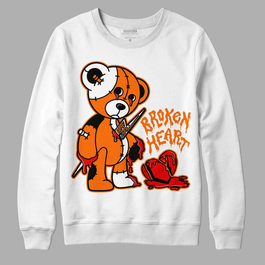 Orange Black White DopeSkill Sweatshirt Broken Heart Graphic - White 