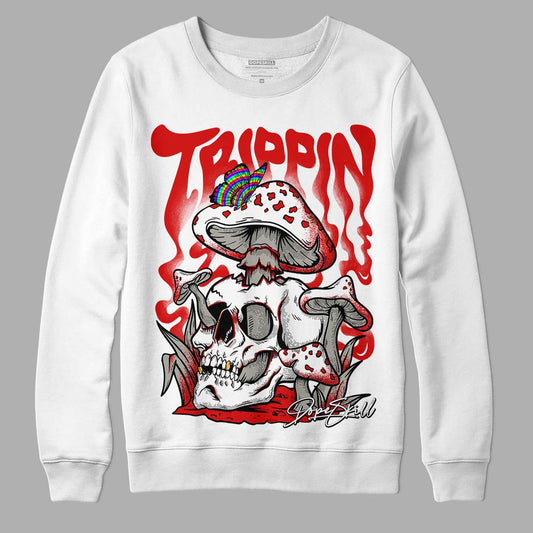 Fire Red 3s DopeSkill Sweatshirt Trippin Graphic - White