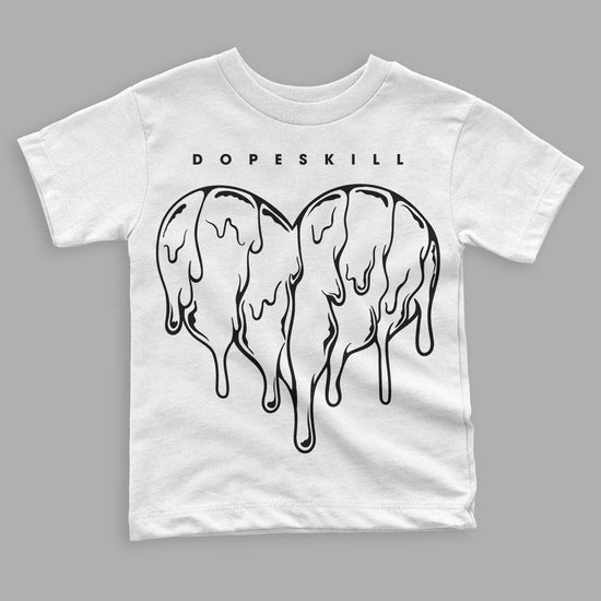 Panda White Black Dunk Low DopeSkill Toddler Kids T-shirt Slime Drip Heart Graphic - White