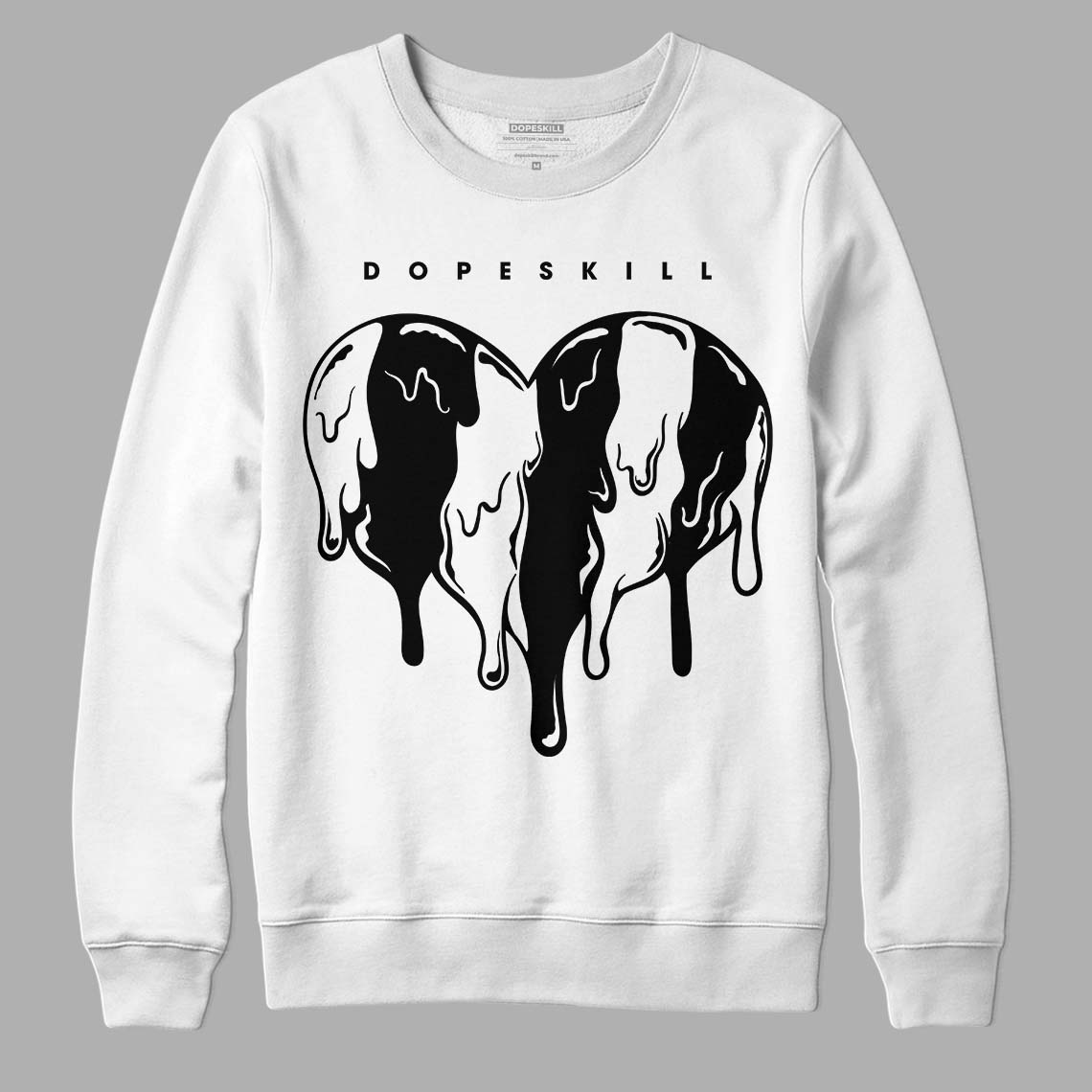 Jordan 1 High 85 Black White DopeSkill Sweatshirt Slime Drip Heart Graphic Streetwear - White
