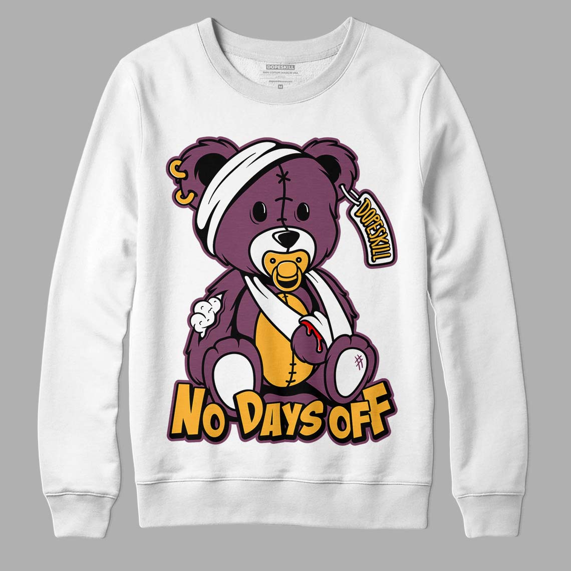 Brotherhood 1s High OG DopeSkill Sweatshirt Hurt Bear Graphic - White