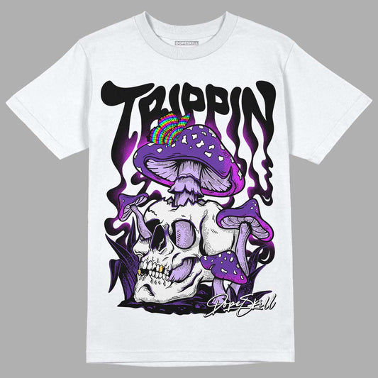 Court Purple 13s DopeSkill T-Shirt Trippin Graphic - White 