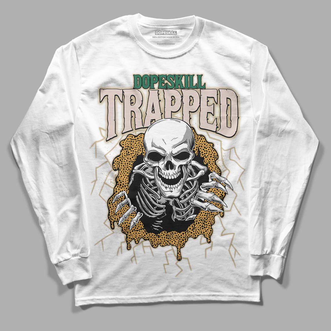 Safari Dunk Low DopeSkill Long Sleeve T-Shirt Trapped Halloween Graphic - White