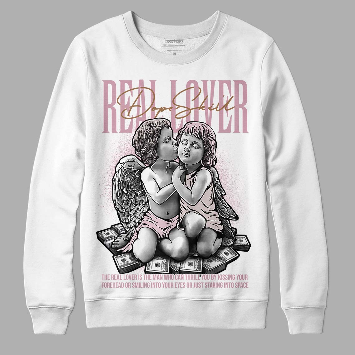 Dunk Low Teddy Bear Pink DopeSkill Sweatshirt Real Lover Graphic - White