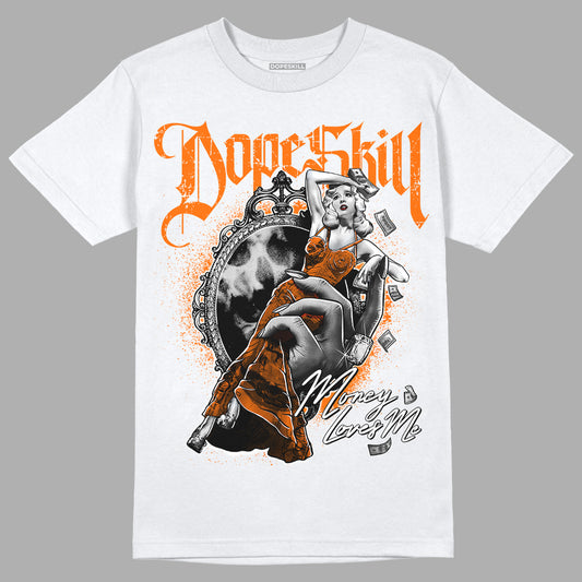 Orange Black White DopeSkill T-Shirt Money Loves Me Graphic - White 