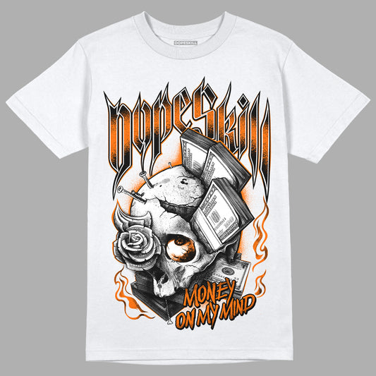 Orange Black White DopeSkill T-Shirt Money On My Mind Graphic - White 