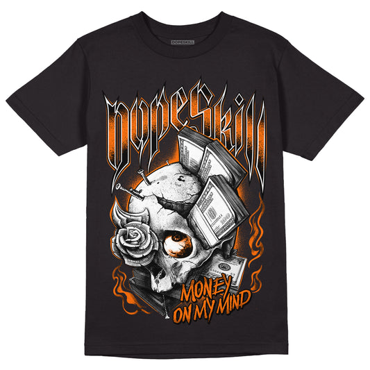 Orange Black White DopeSkill T-Shirt Money On My Mind Graphic - Black 