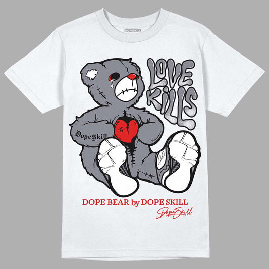 Fire Red 9s DopeSkill T-Shirt Love Kills Graphic - White 