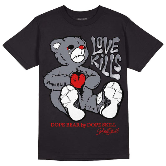 Fire Red 9s DopeSkill T-Shirt Love Kills Graphic - Black