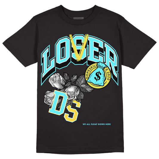 Aqua 5s DopeSkill T-Shirt Loser Lover Graphic - Black