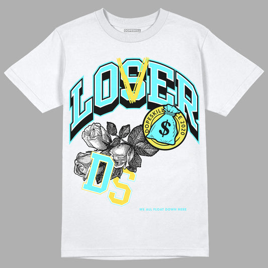 Aqua 5s DopeSkill T-Shirt Loser Lover Graphic - White 