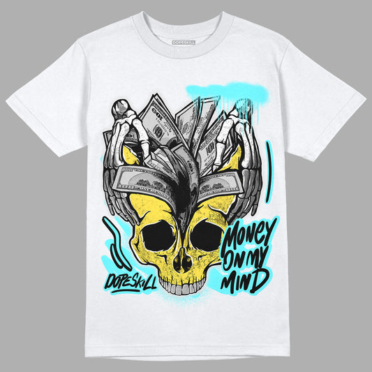 Aqua 5s DopeSkill T-Shirt MOMM Skull Graphic - White
