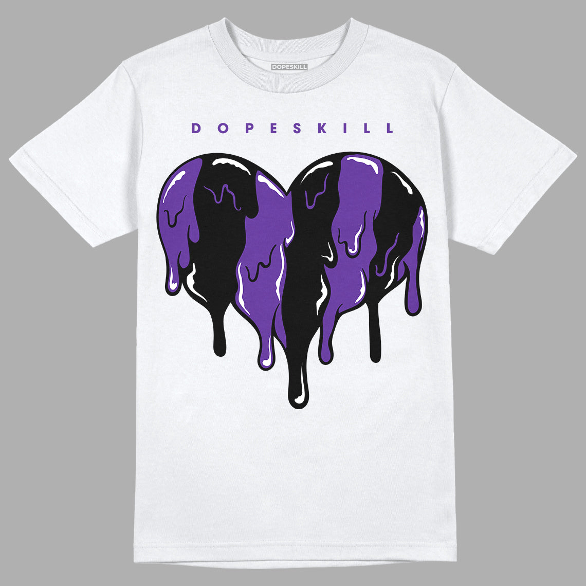PURPLE Collection DopeSkill T-Shirt Slime Drip Heart Graphic - White