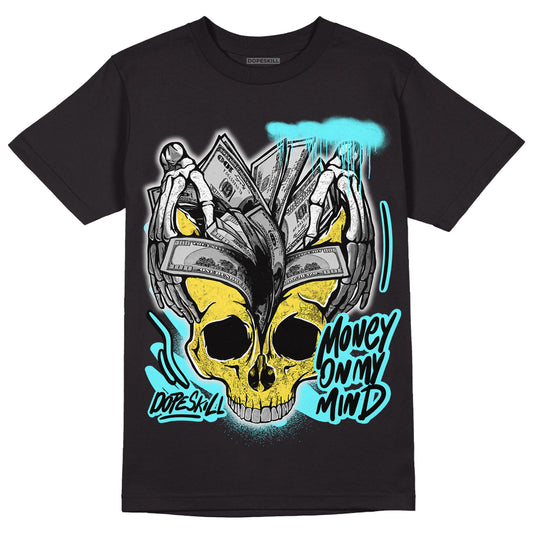 Aqua 5s DopeSkill T-Shirt MOMM Skull Graphic - Black