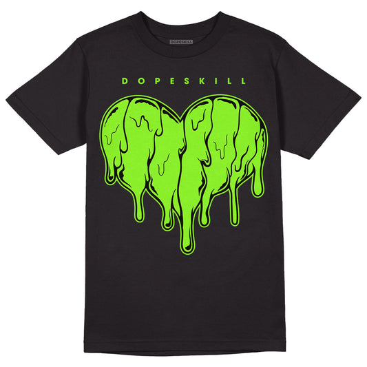 Neon Green Collection DopeSkill T-Shirt Slime Drip Heart Graphic - Black