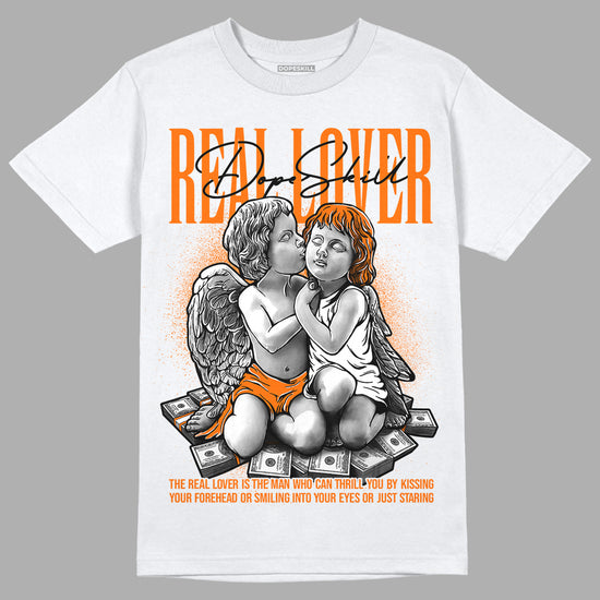Orange Black White DopeSkill T-Shirt Real Lover Graphic - White