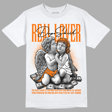 Orange Black White DopeSkill T-Shirt Real Lover Graphic - White