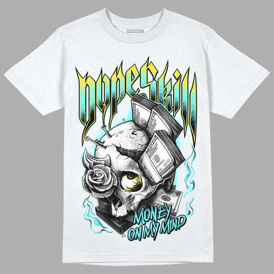 Aqua 5s DopeSkill T-Shirt Money On My Mind Graphic - White 