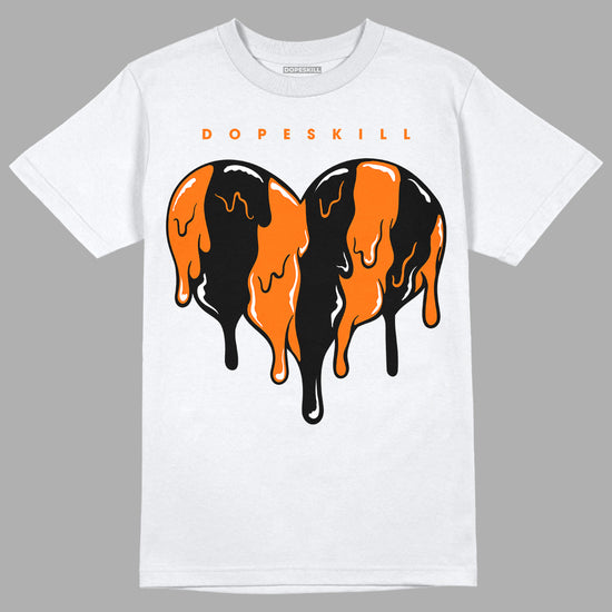 Orange Black White DopeSkill T-Shirt Slime Drip Heart Graphic - White
