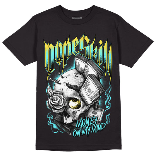 Aqua 5s DopeSkill T-Shirt Money On My Mind Graphic - Black