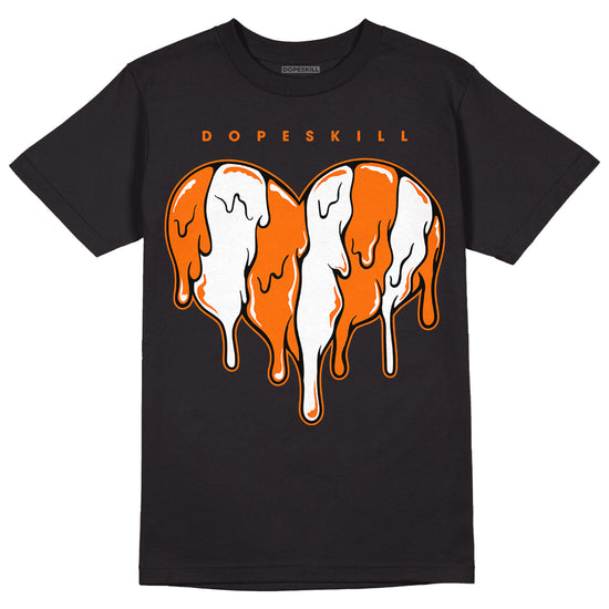 Orange Black White DopeSkill T-Shirt Slime Drip Heart Graphic - Black