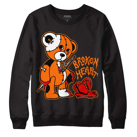 Orange Black White DopeSkill Sweatshirt Broken Heart Graphic - Black