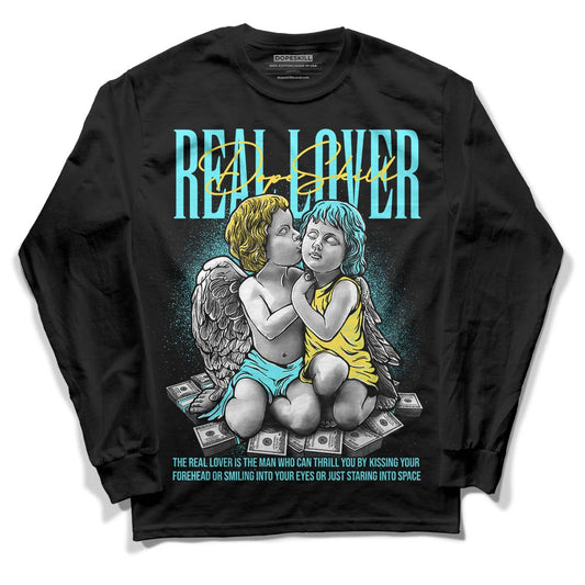 Aqua 5s DopeSkill Long Sleeve T-Shirt Real Lover Graphic - Black