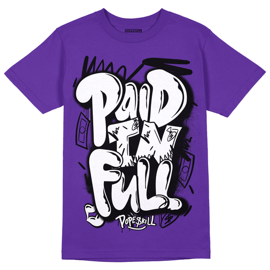 AJ 13 Court Purple DopeSkill Purple T-shirt New Paid In Full Graphic