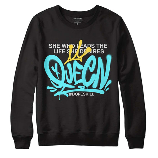 Aqua 5s DopeSkill Sweatshirt Queen Graphic - Black