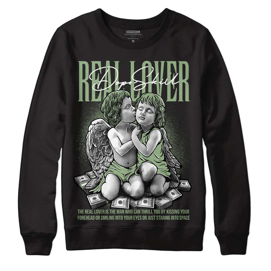 Jordan 4 Retro “Seafoam” DopeSkill Sweatshirt Real Lover Graphic Streetwear - Black