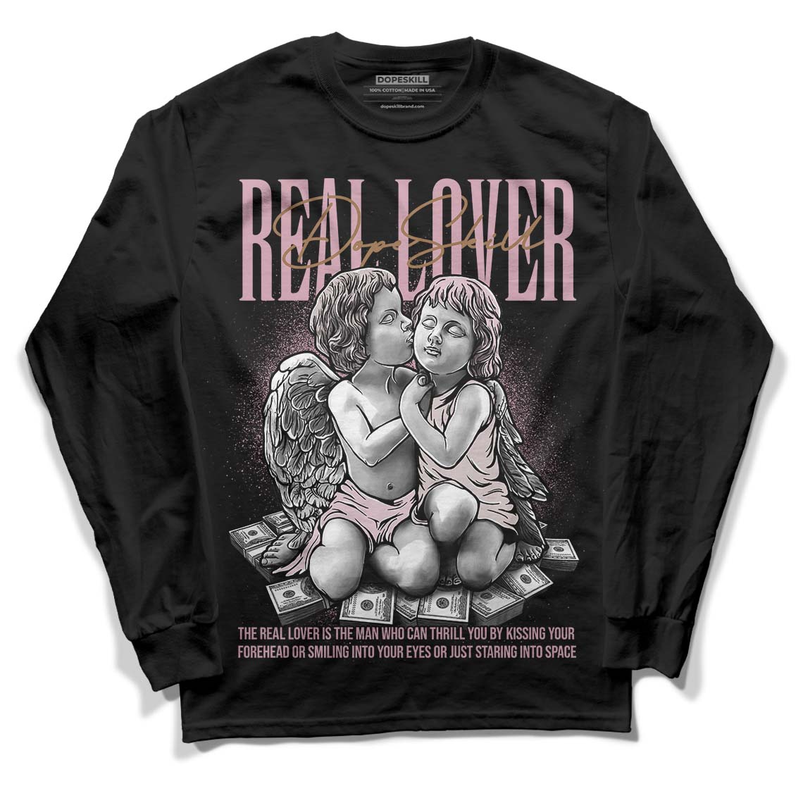 Dunk Low Teddy Bear Pink DopeSkill Long Sleeve T-Shirt Real Lover Graphic - Black