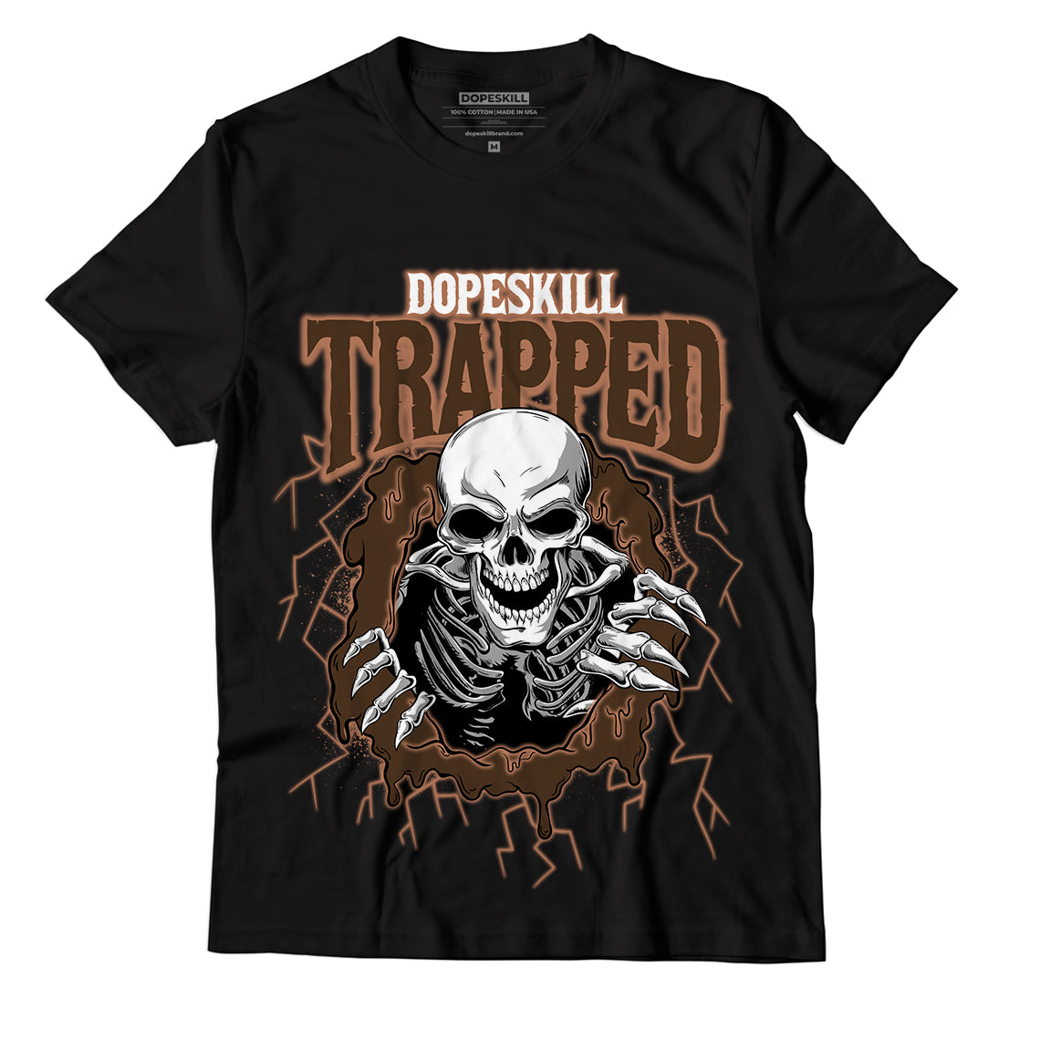 Jordan 1 Mid Dark Chocolate DopeSkill T-Shirt Trapped Halloween Graphic - Black