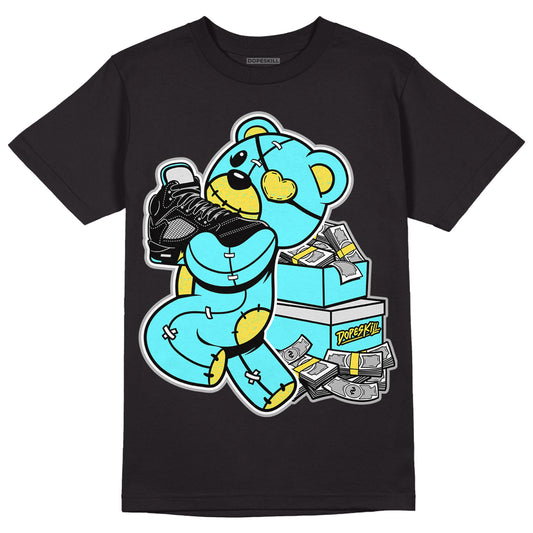 Aqua 5s DopeSkill T-Shirt Bear Steals Sneaker Graphic - Black