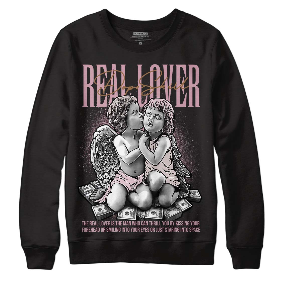 Dunk Low Teddy Bear Pink DopeSkill Sweatshirt Real Lover Graphic - Black