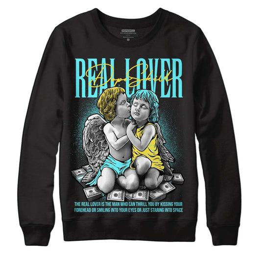 Aqua 5s DopeSkill Sweatshirt Real Lover Graphic - Black 