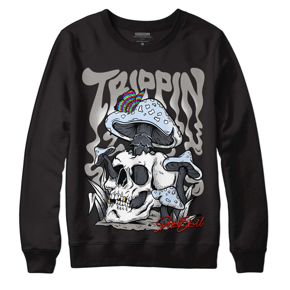 Cool Grey 11s DopeSkill Sweatshirt Trippin Graphic, hiphop tees, grey graphic tees, sneakers match shirt - Black