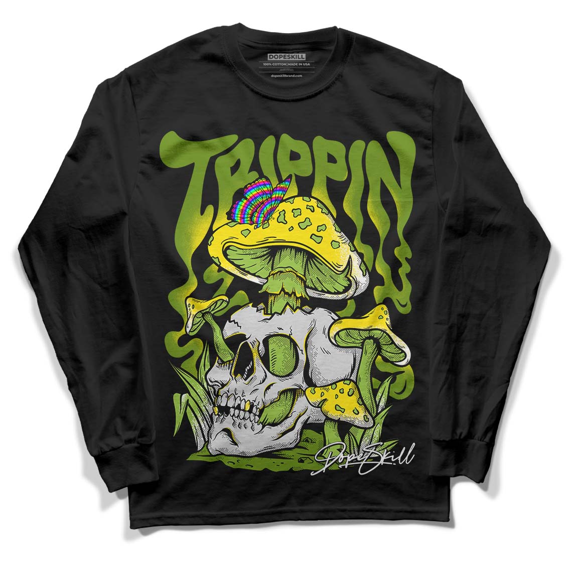 Dunk Low 'Chlorophyll' DopeSkill Long Sleeve T-Shirt Trippin Graphic - Black