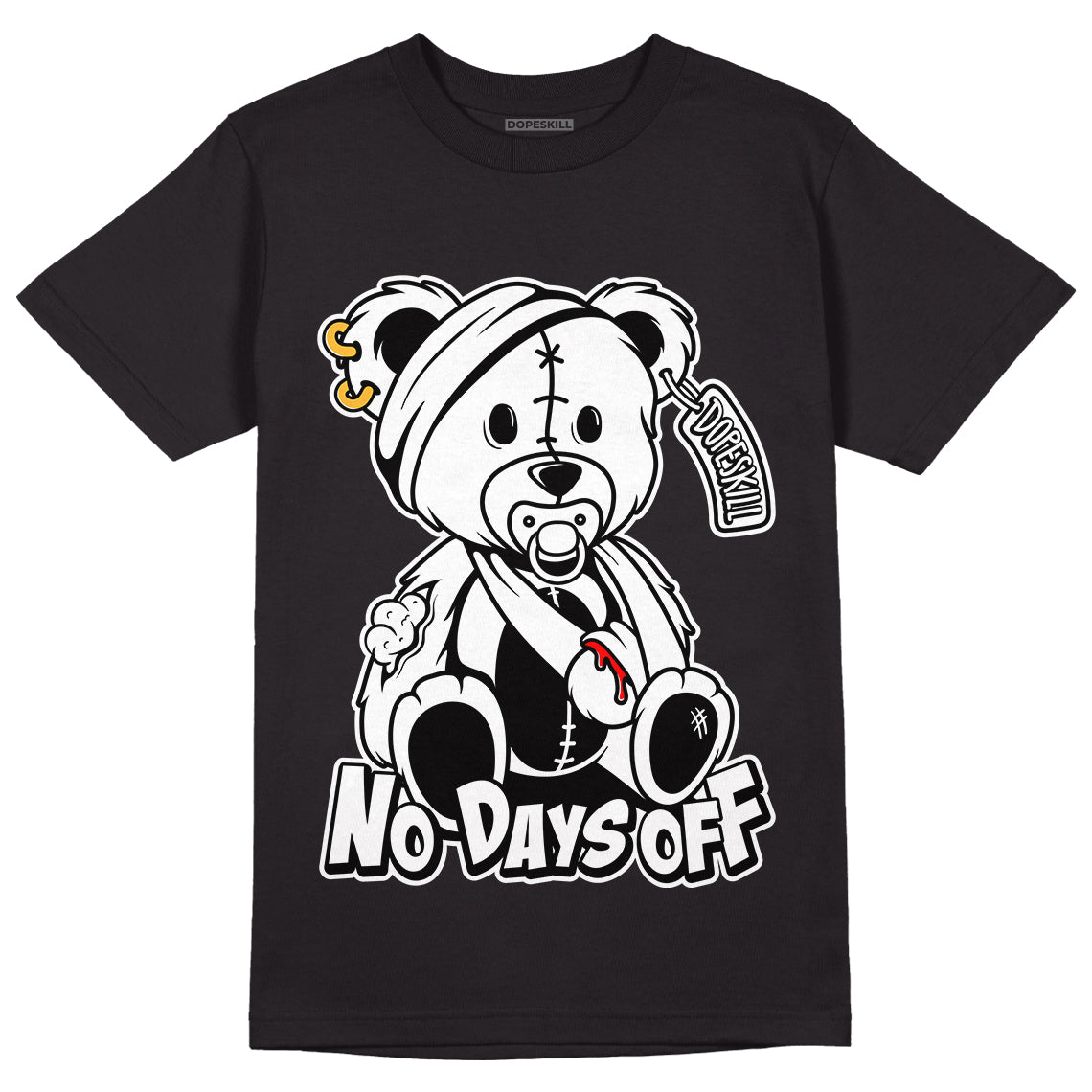 Dunk Low Panda White Black DopeSkill T-Shirt Hurt Bear Graphic - Black