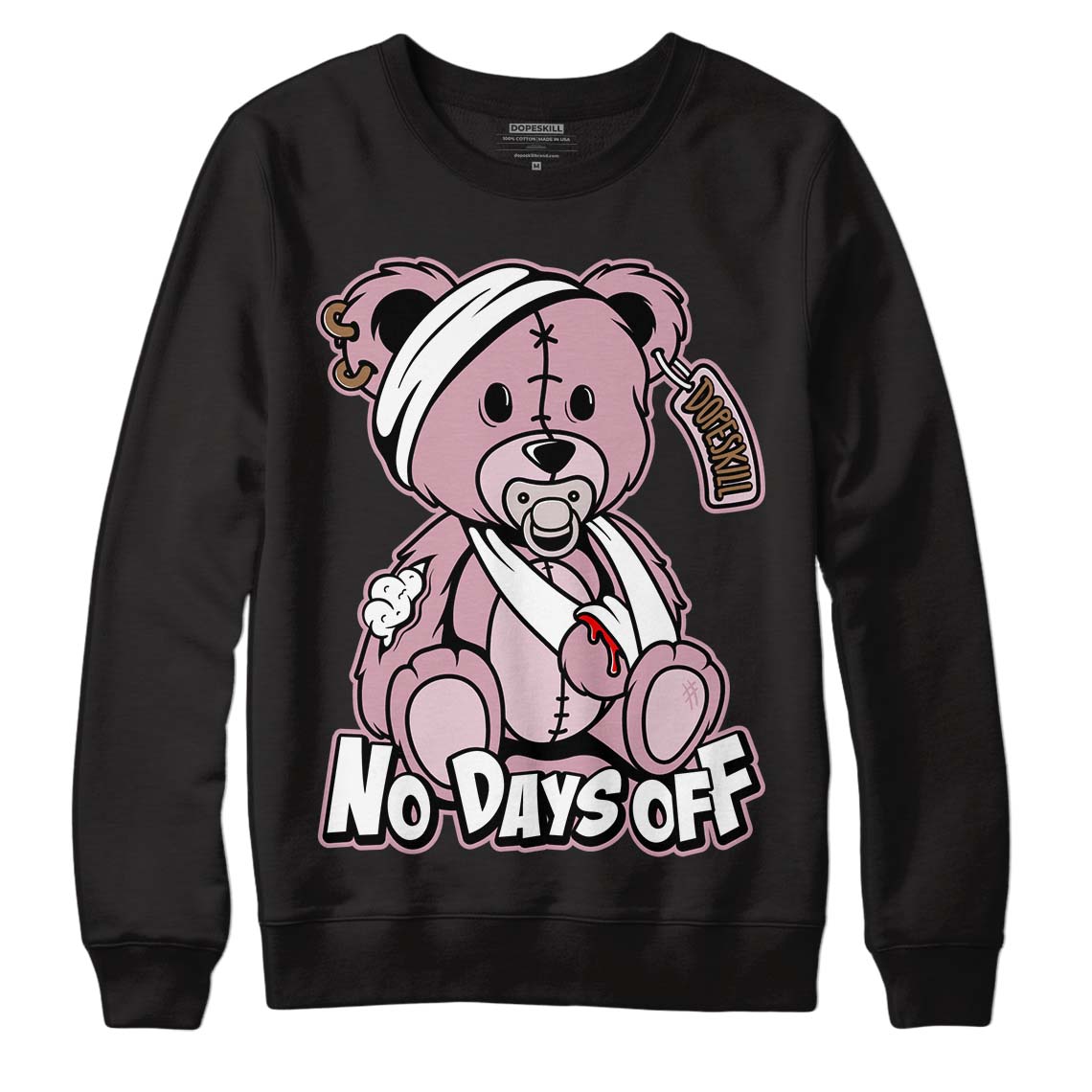 Dunk Low Teddy Bear Pink DopeSkill Sweatshirt Hurt Bear Graphic - Black