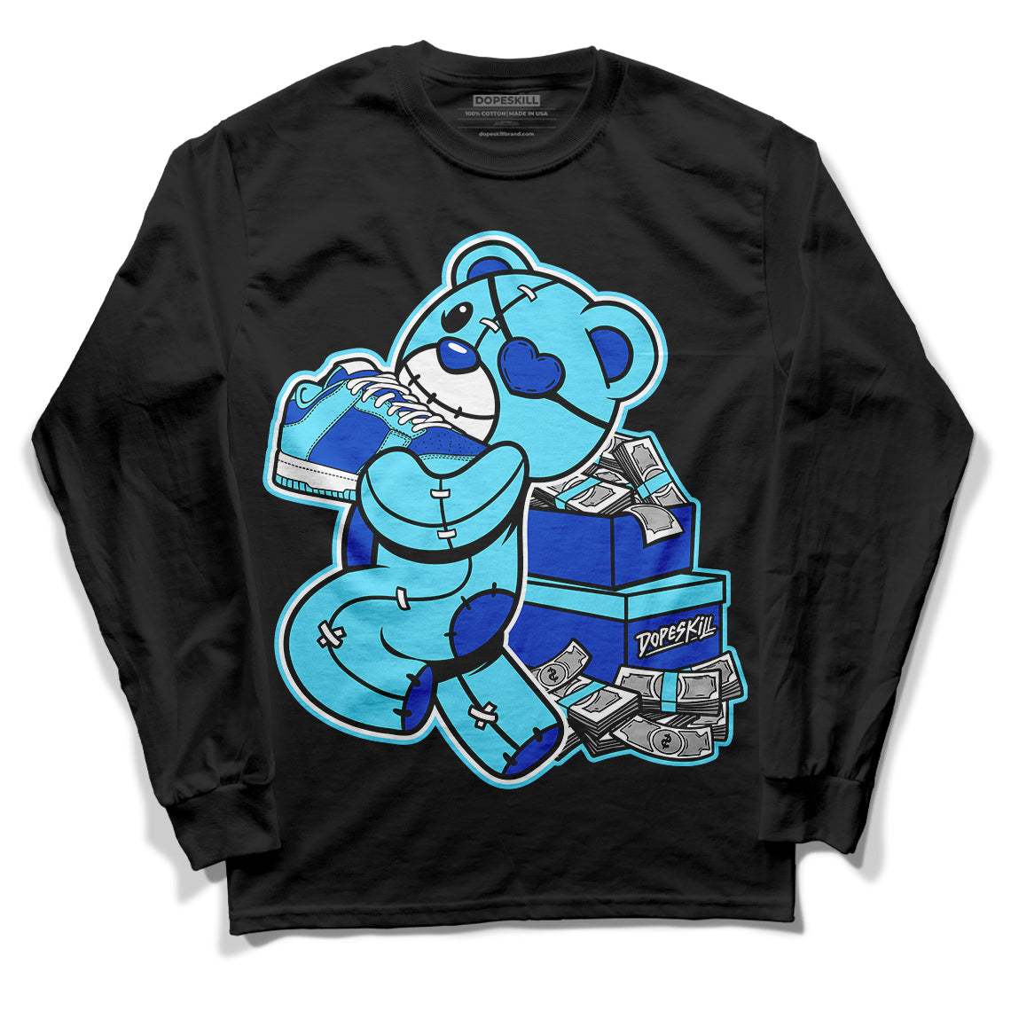 SB Dunk Argon DopeSkill Long Sleeve T-Shirt Bear Steals Sneaker Graphic - Black