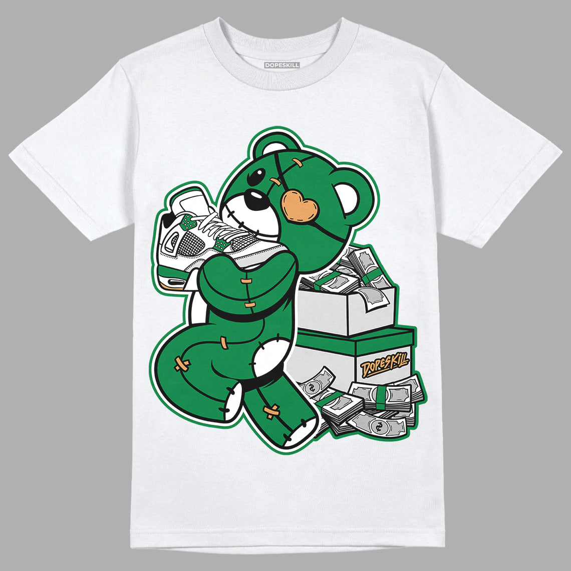 Nike SB x Jordan 4 “Pine Green” DopeSkill T-Shirt Bear Steals Sneaker Graphic Streetwear - White