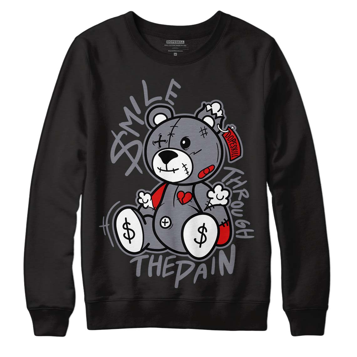 Fire Red 9s DopeSkill Sweatshirt BEAN Graphic - Black