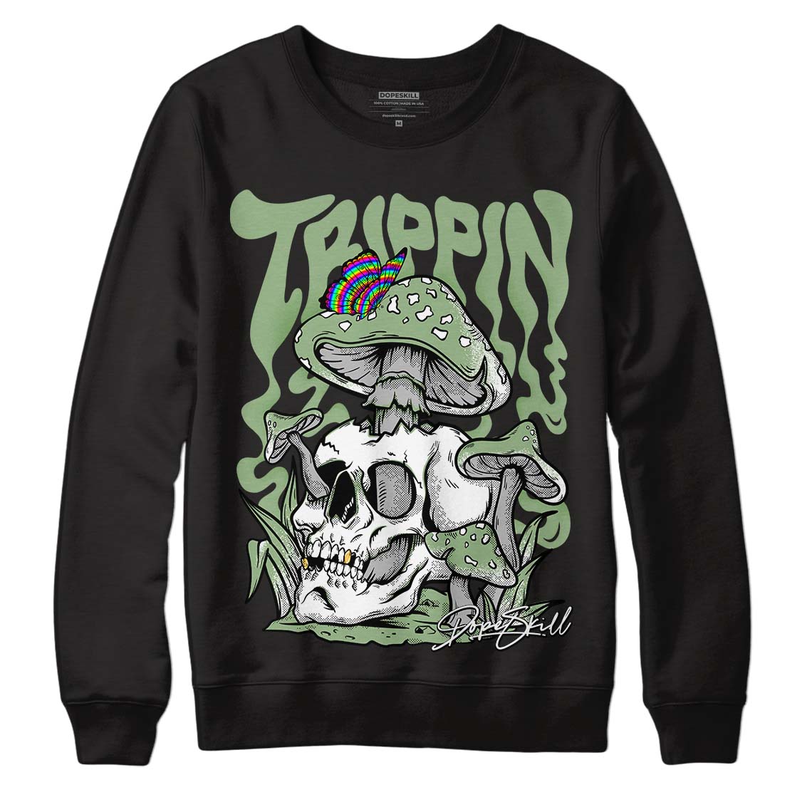 Jordan 4 Retro “Seafoam” DopeSkill Sweatshirt Trippin Graphic Streetwear - Black