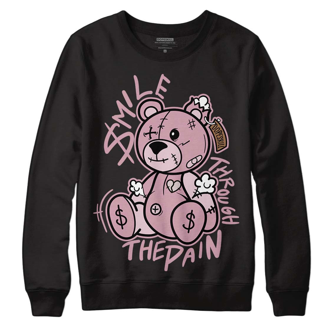 Dunk Low Teddy Bear Pink DopeSkill Sweatshirt BEAN Graphic - Black