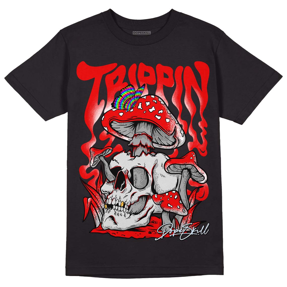 Cherry 11s DopeSkill T-Shirt Trippin Graphic - Black