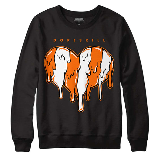 Orange Black White DopeSkill Sweatshirt Slime Drip Heart Graphic - Black