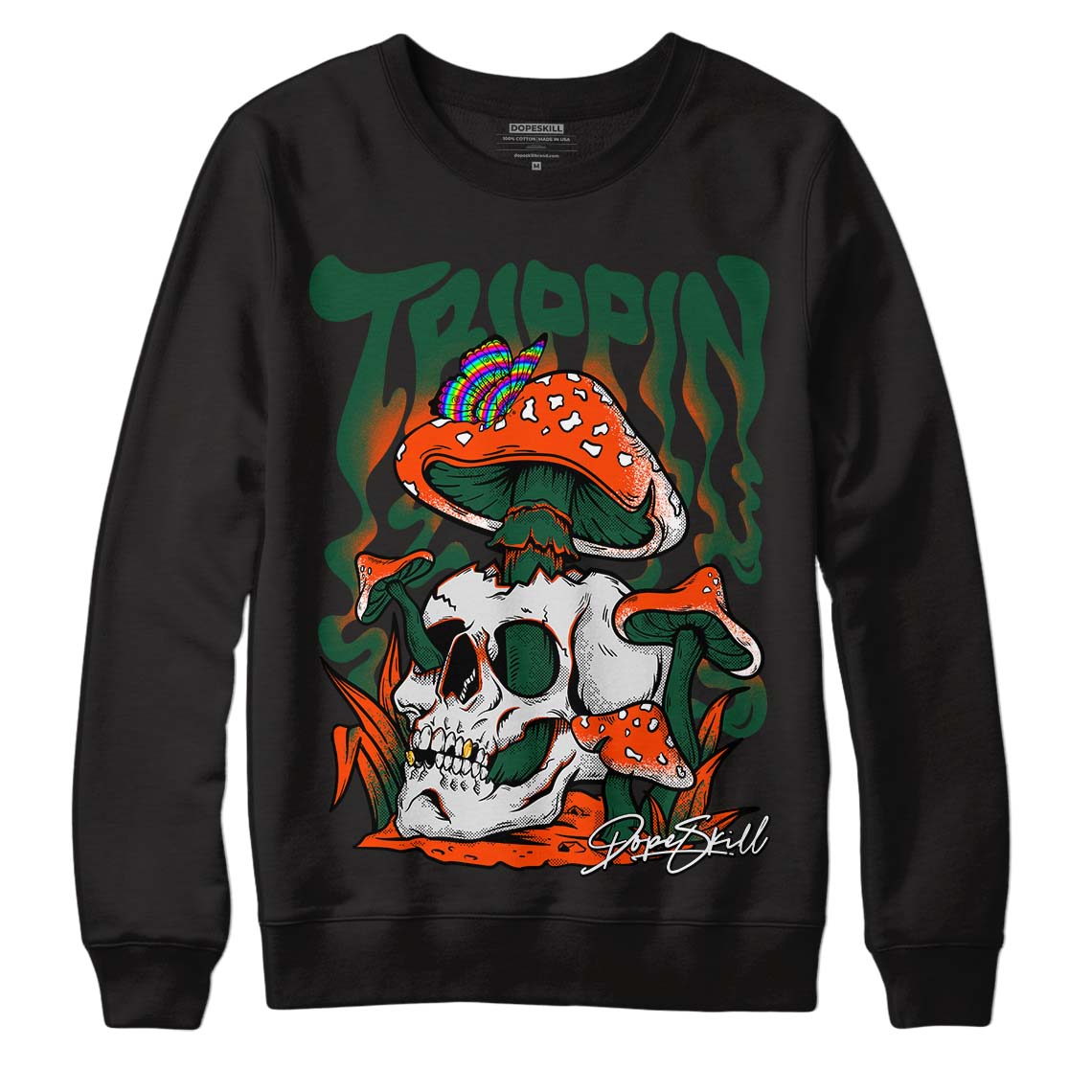 Dunk Low Team Dark Green Orange DopeSkill Sweatshirt Trippin Graphic - Black