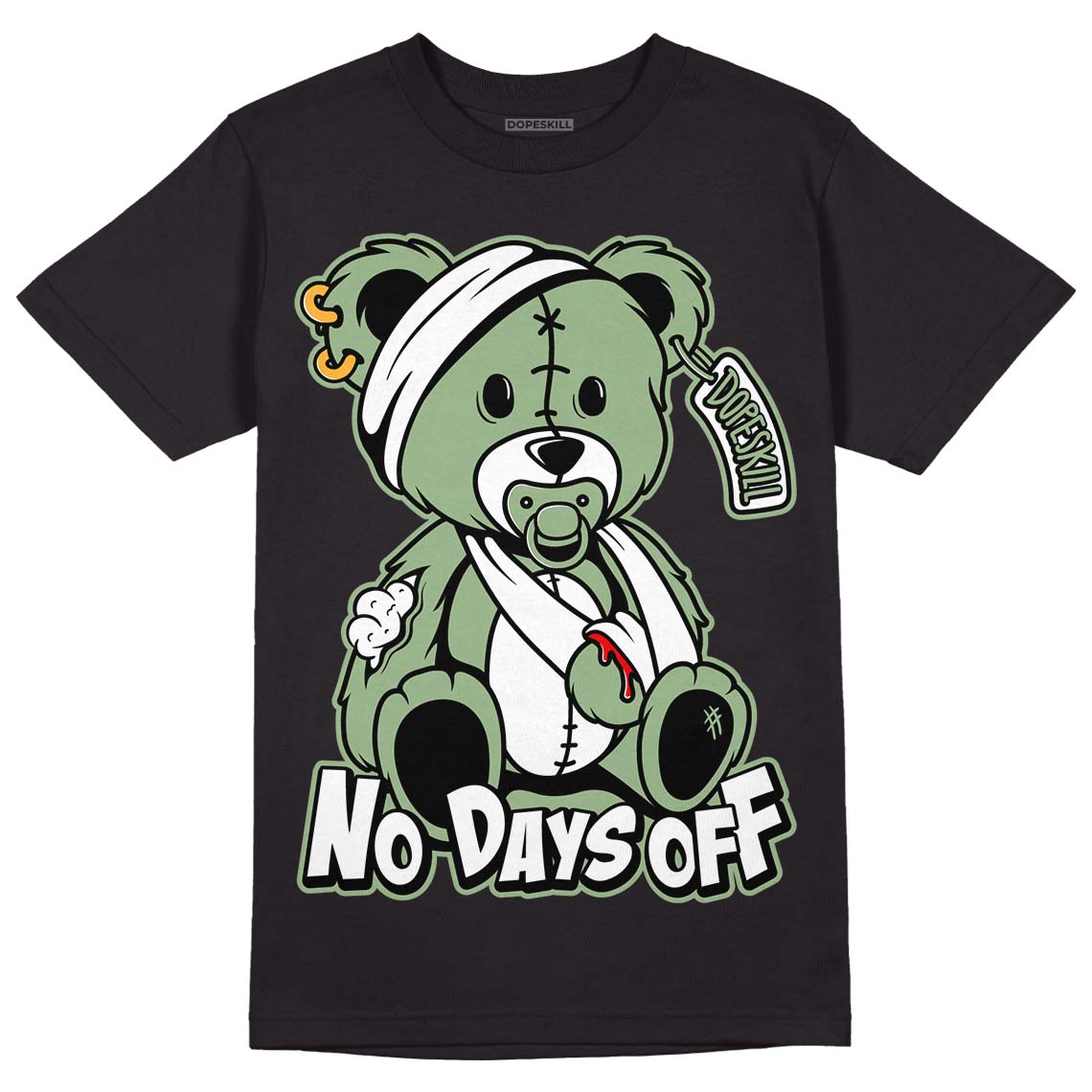 Seafoam 4s DopeSkill T-Shirt Hurt Bear Graphic - Black